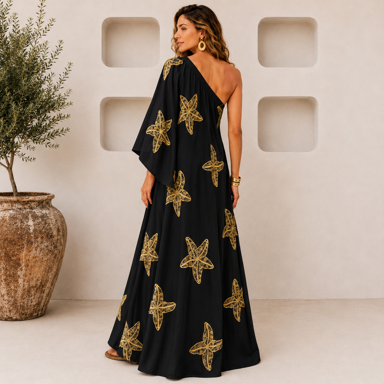 Starfish One-Shoulder Caftan Dress
