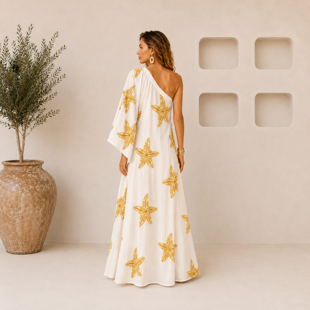 Starfish One-Shoulder Caftan Dress