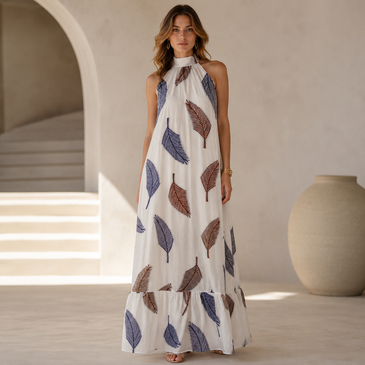 Kaia Palm Maxi Dress