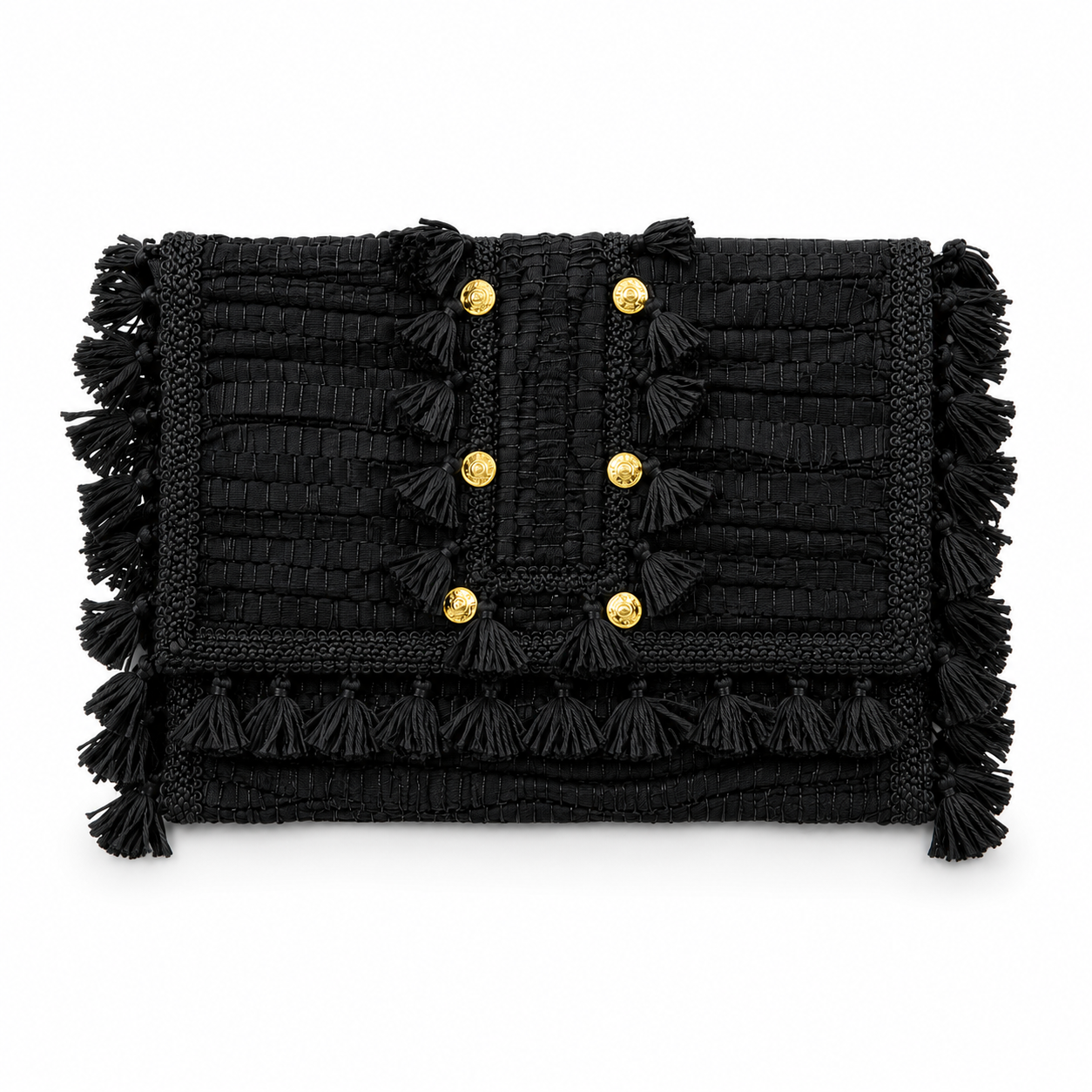Small Woven Leather Chain Wallet Tassel Bag