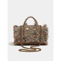 Top Handle Fabric Fringe Boucle Bag