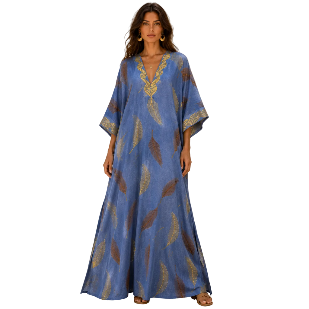 Azure Palm Maxi Caftan