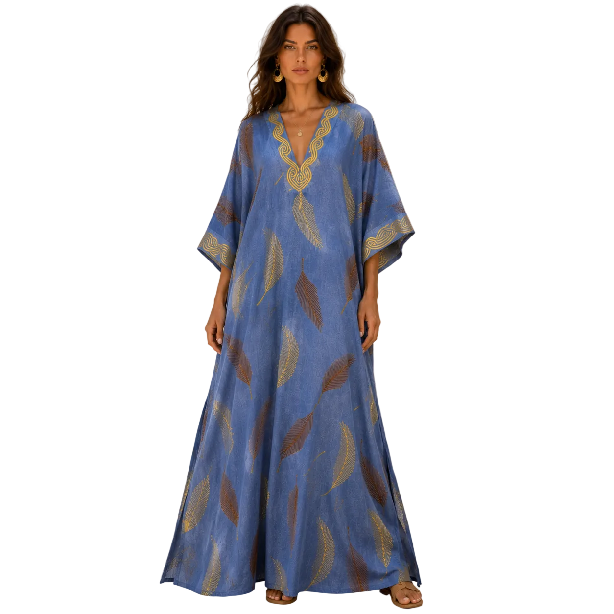 Azure Palm Maxi Caftan