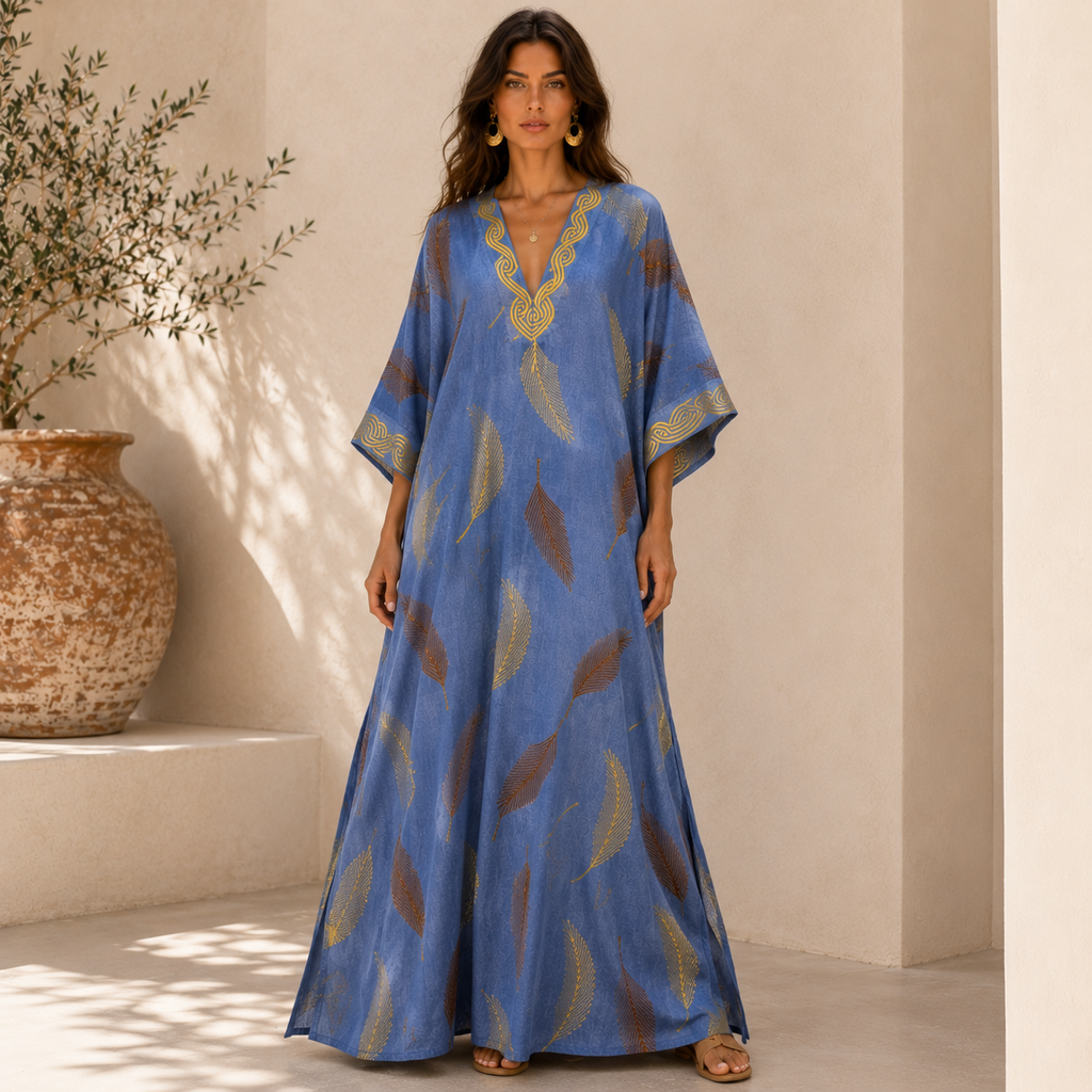 Azure Palm Maxi Caftan