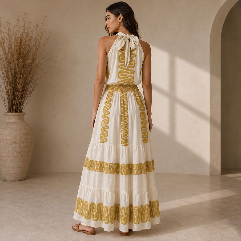 Selene High-Neck Maxi Dress