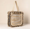 Handmade Large Woven Leather Fringe Tote Bag