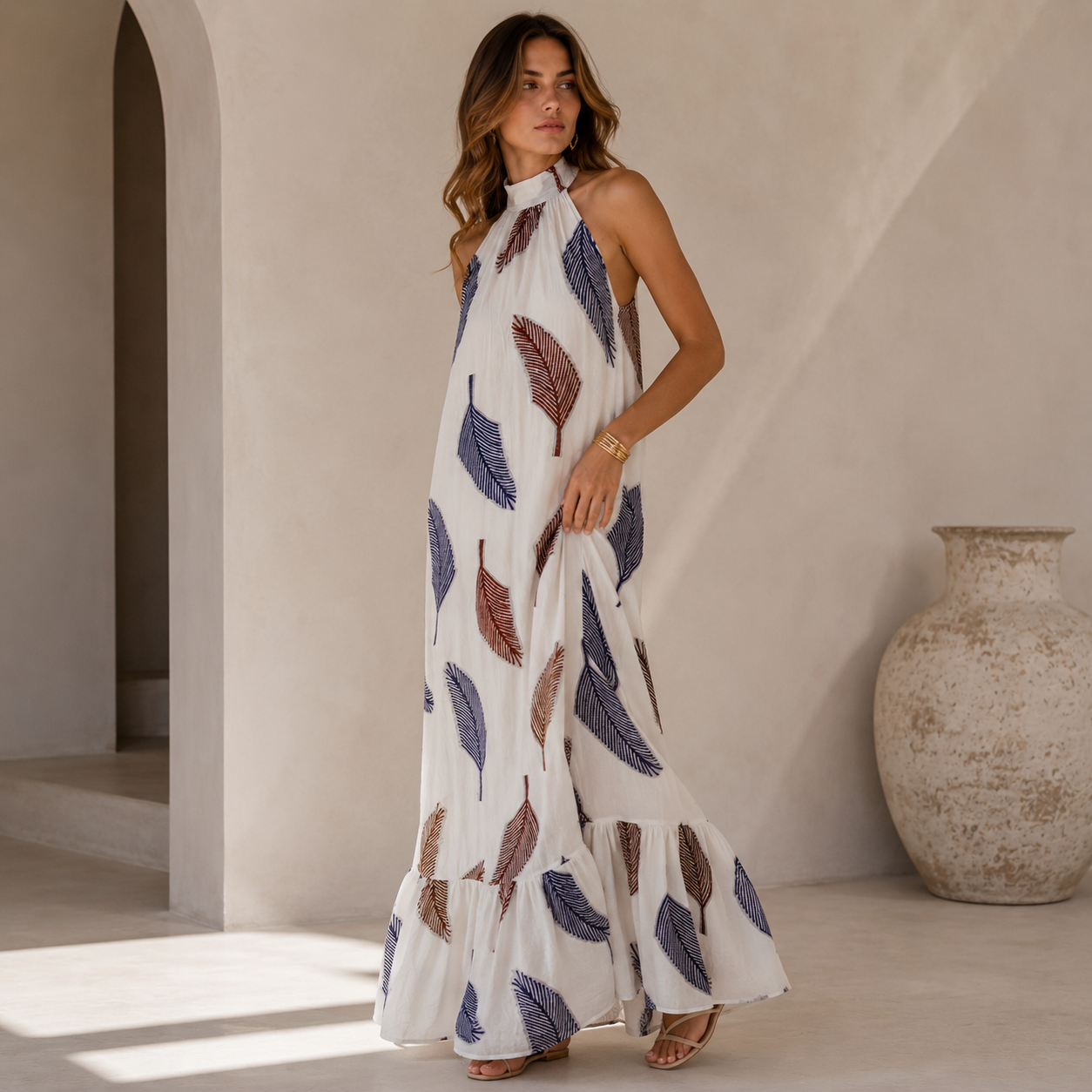 Kaia Palm Maxi Dress
