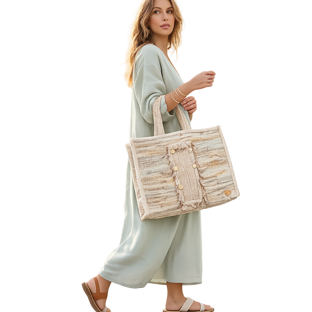 Large Handmade Woven Leather Tote Bag