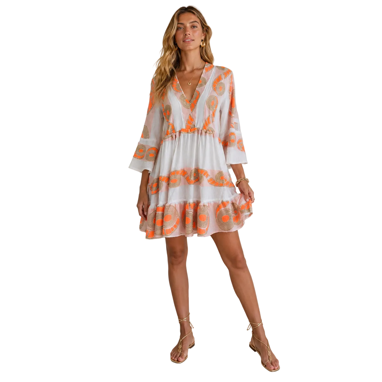Coral Mirage Mini Dress