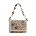 Top Flap Woven Resin  Chain Bag