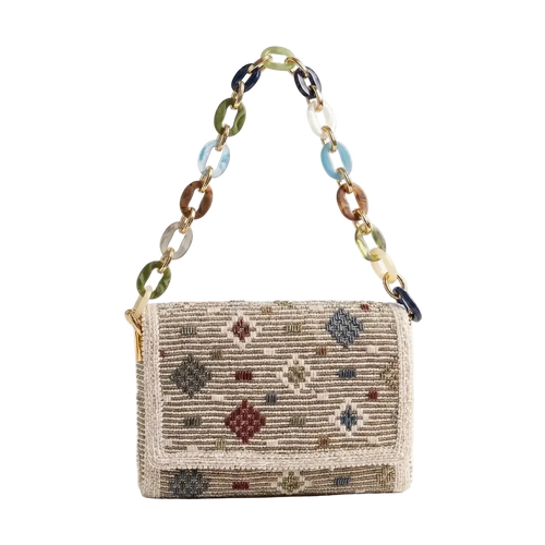 Top Flap Woven Resin  Chain Bag