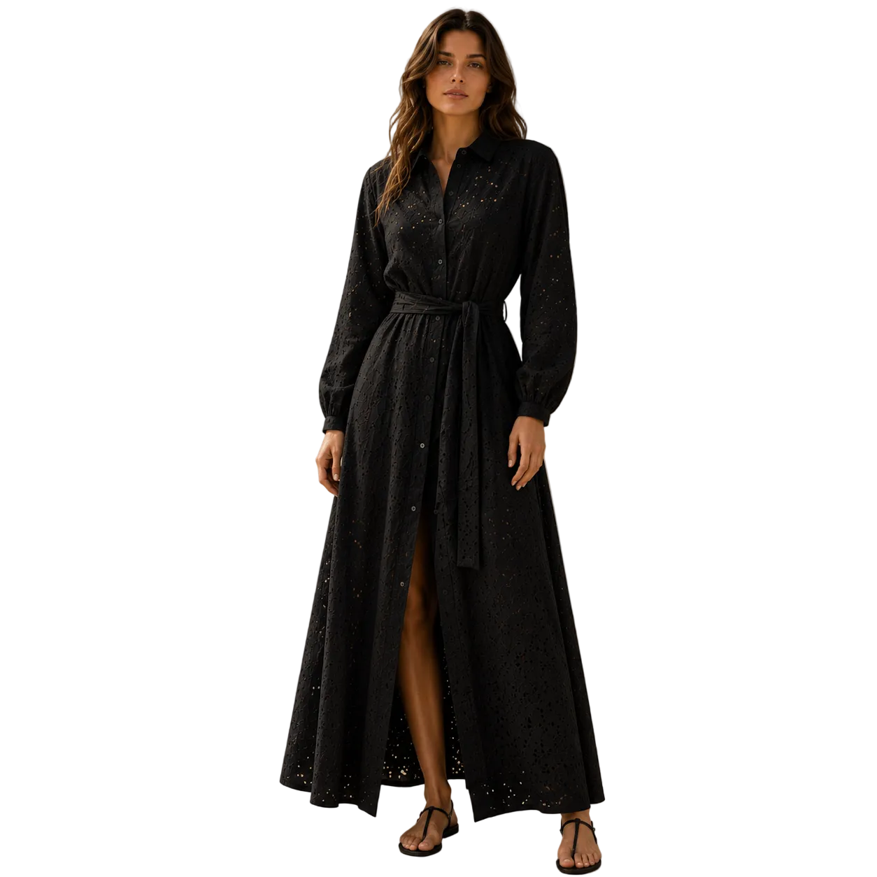 Rachel Eyelet Shirt Maxi Dress
