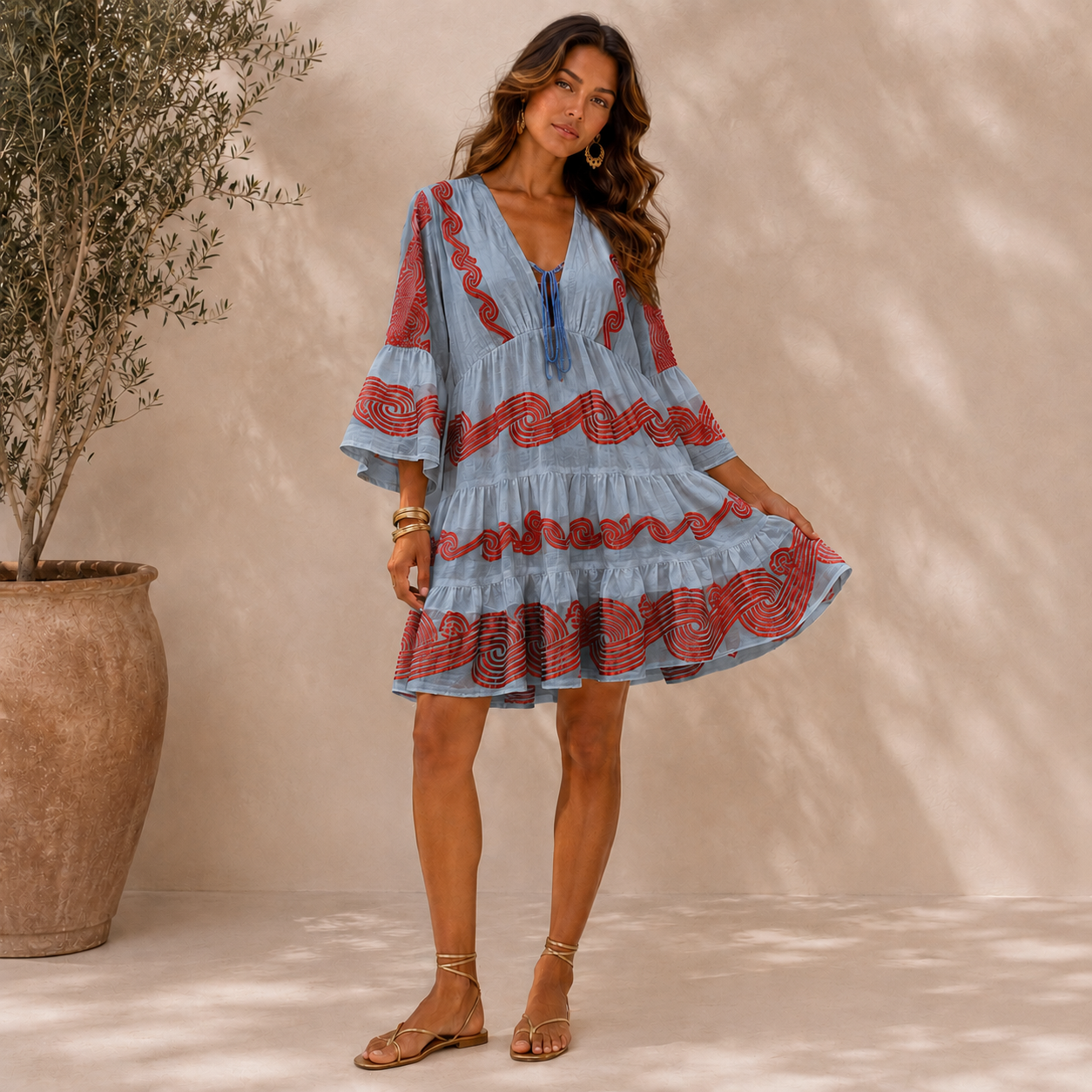 Asteria Embroidered Short Dress