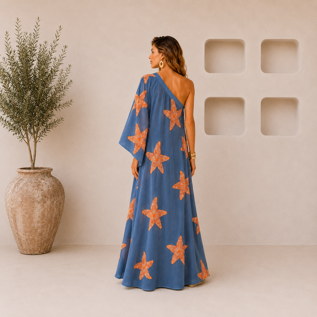 Starfish One-Shoulder Caftan Dress