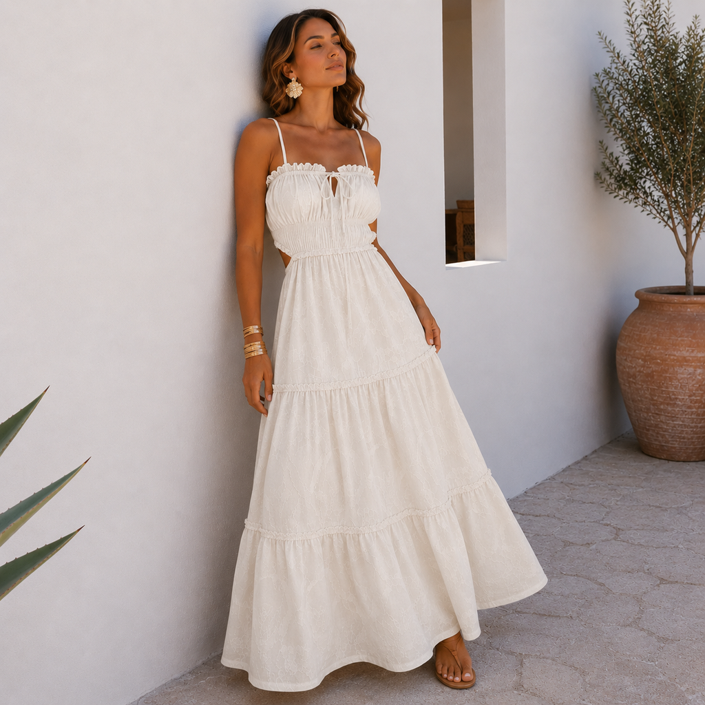 Aegean Whisper Maxi Dress