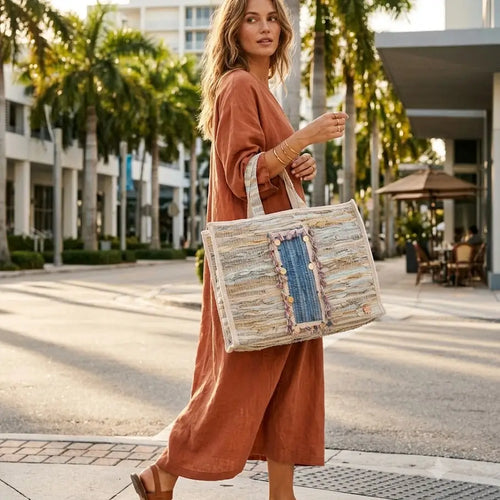 Large Handmade Woven Leather Tote Bag
