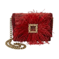 Ostrich  Feather Small Woven Leather Bag