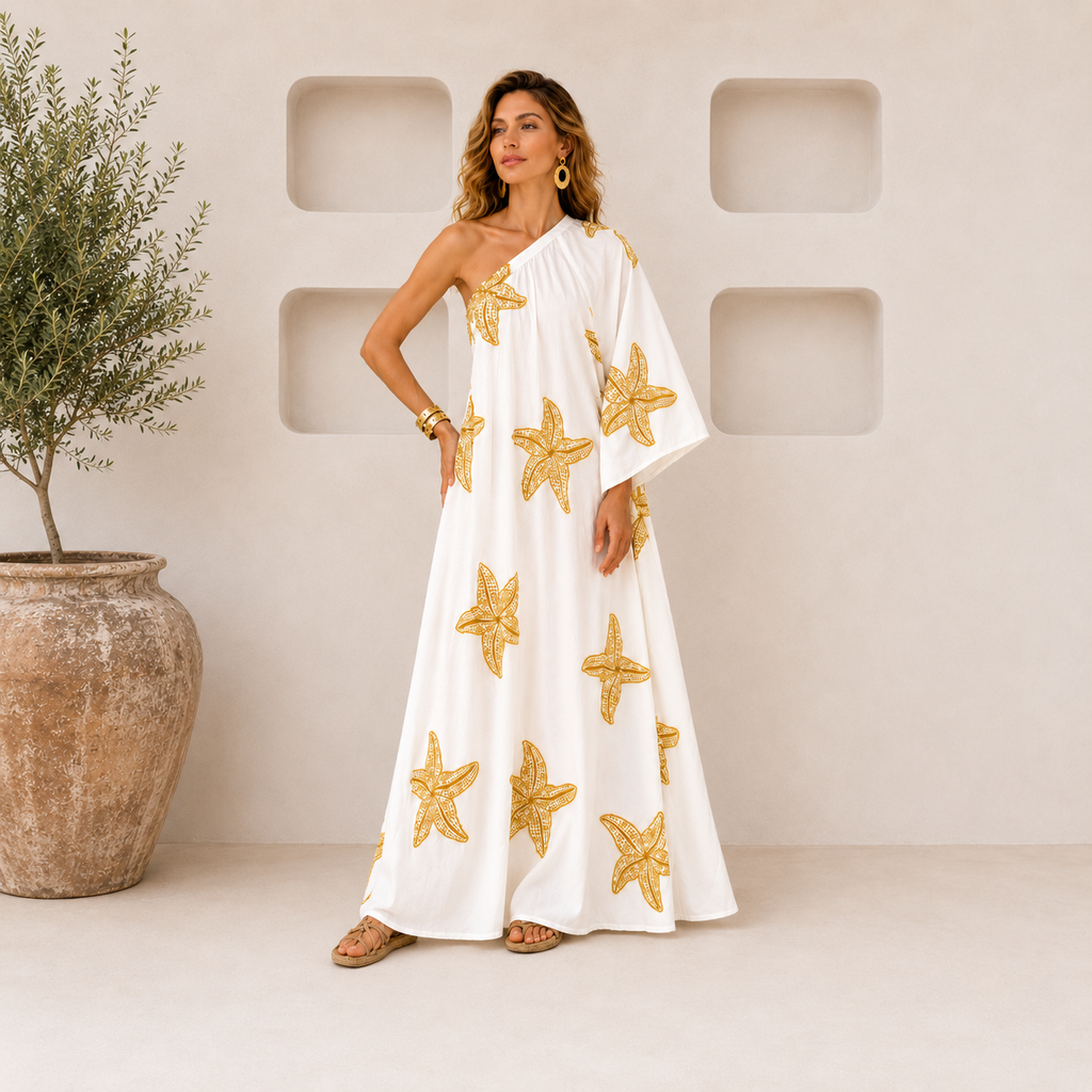 Starfish One-Shoulder Caftan Dress