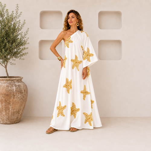 Starfish One-Shoulder Caftan Dress