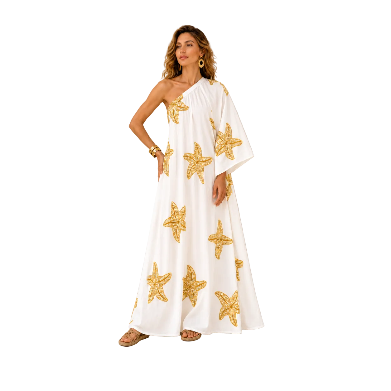 Starfish One-Shoulder Caftan Dress
