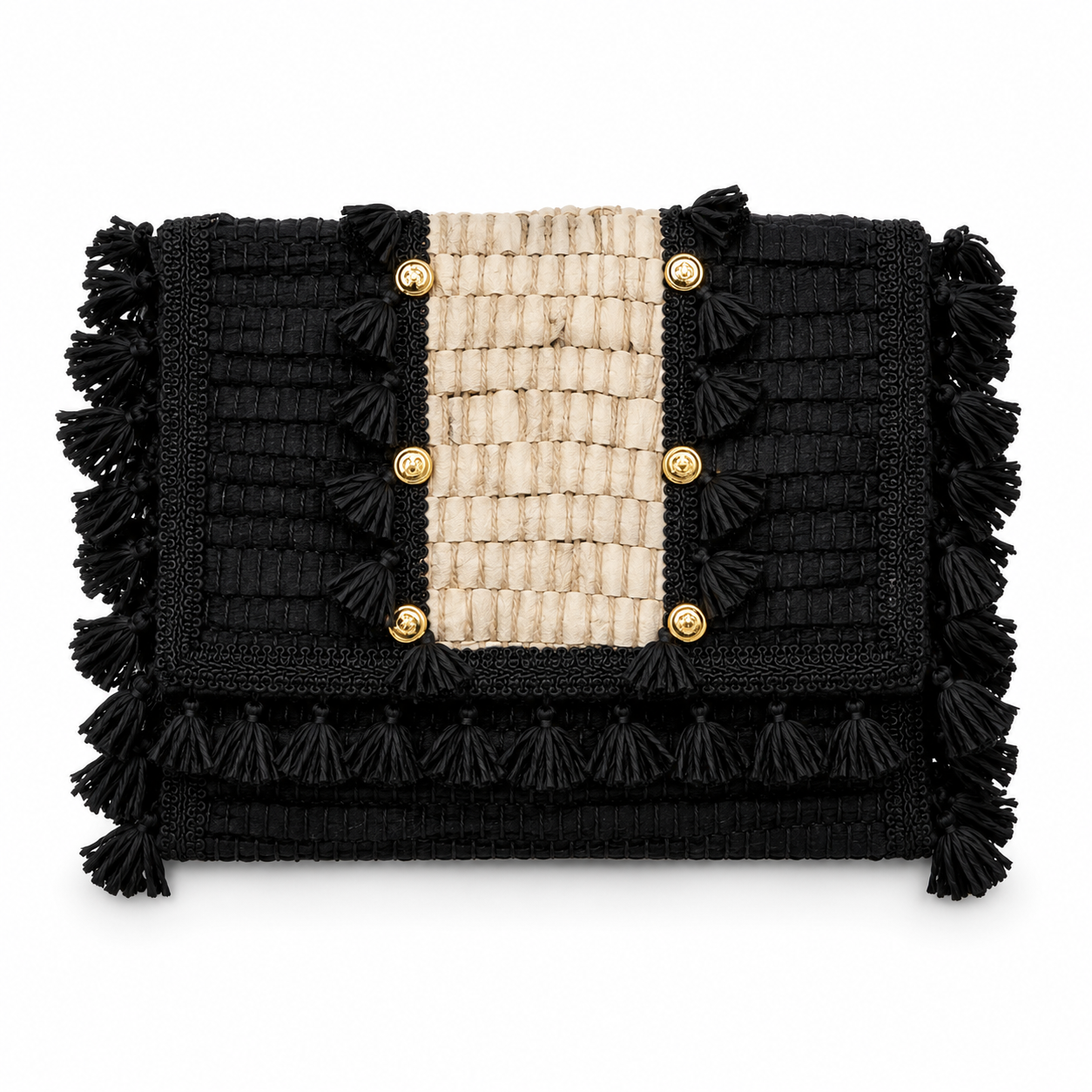 Small Woven Leather Chain Wallet Tassel Bag