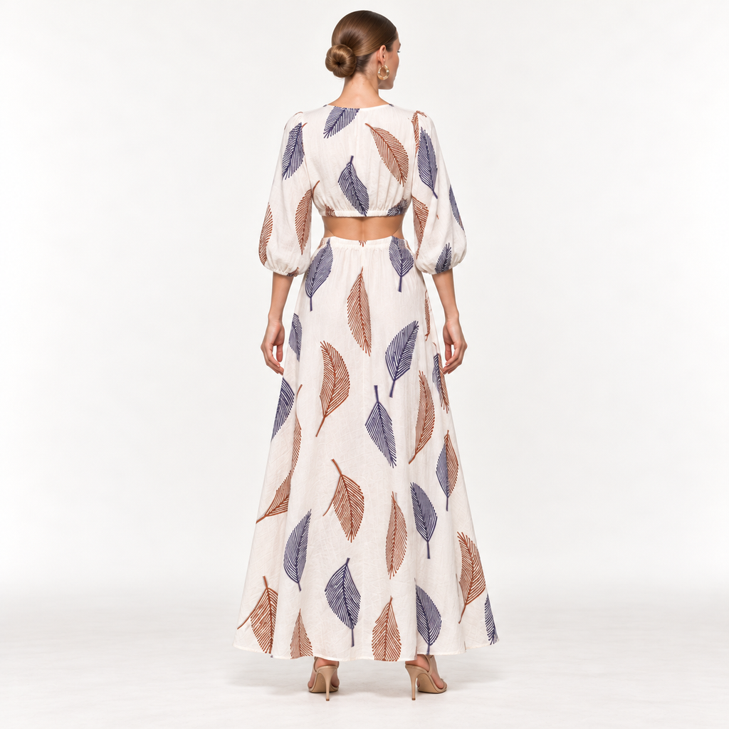 Kiara Palm Cutout Maxi Dress