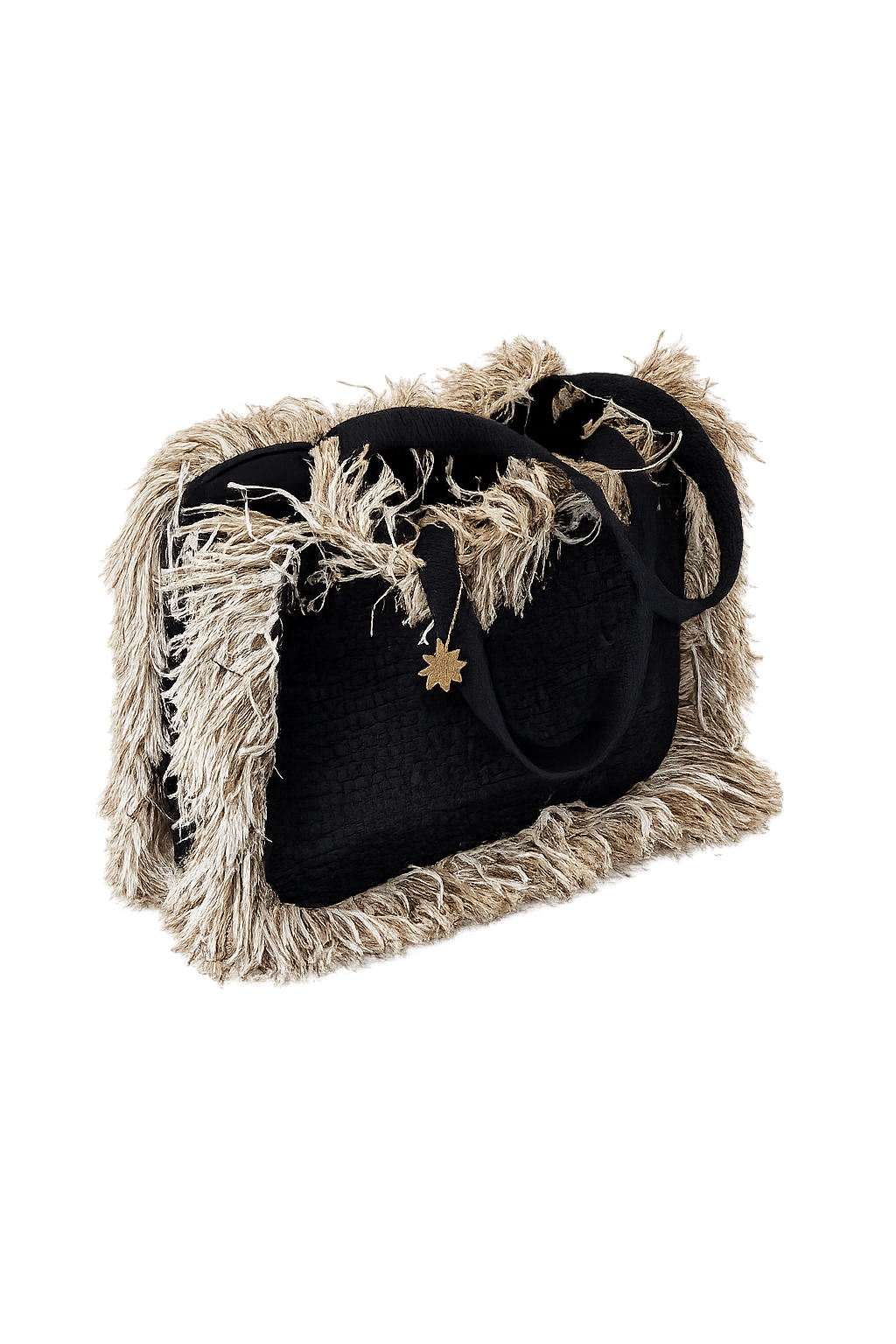 Handmade Large Woven Leather Fringe Tote Bag