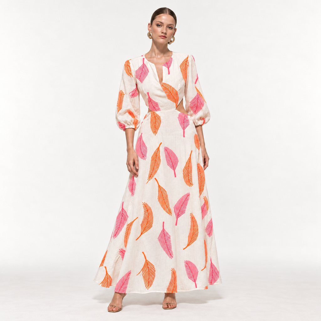 Kiara Palm Cutout Maxi Dress