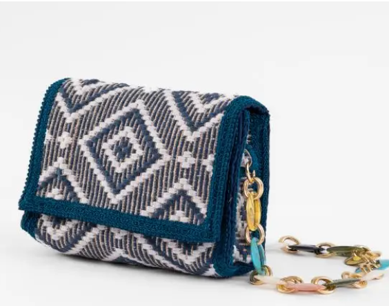 Top Flap Woven Resin  Chain Bag