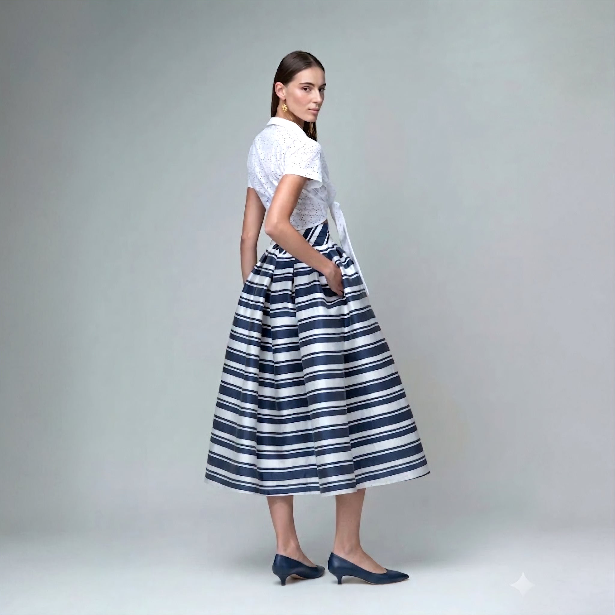 Claudia Striped Midi Skirt