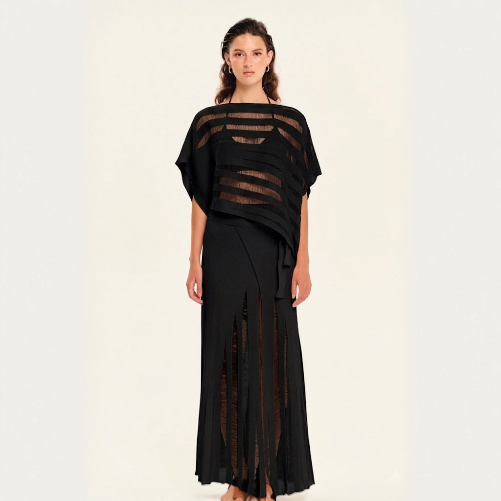 Magic Sunsets Knit Oversized Asymmetrical Top
