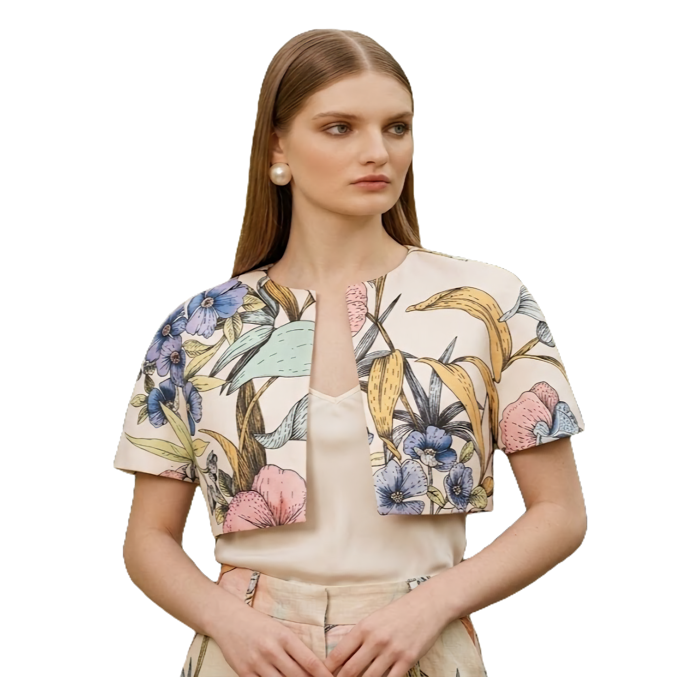 Como Floral Crop Jacket