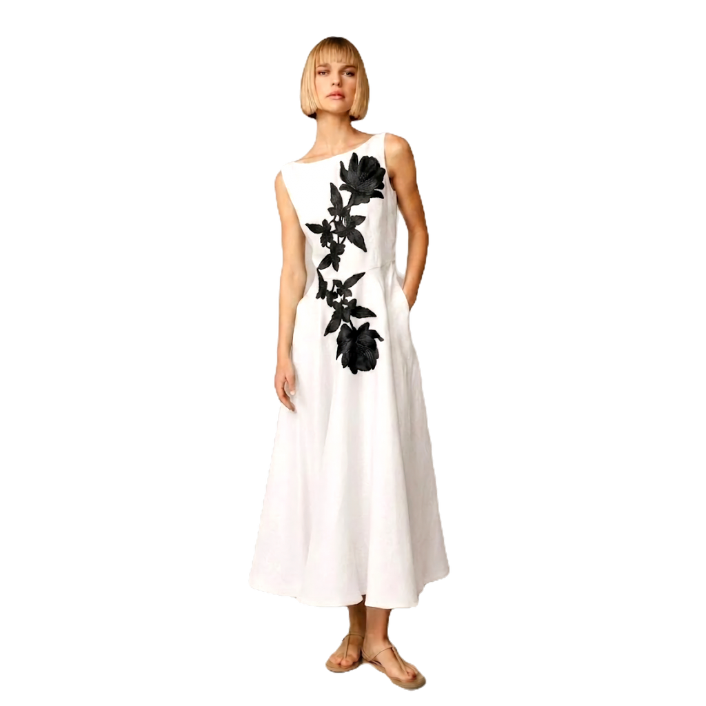 Audrey Linen Floral Dress