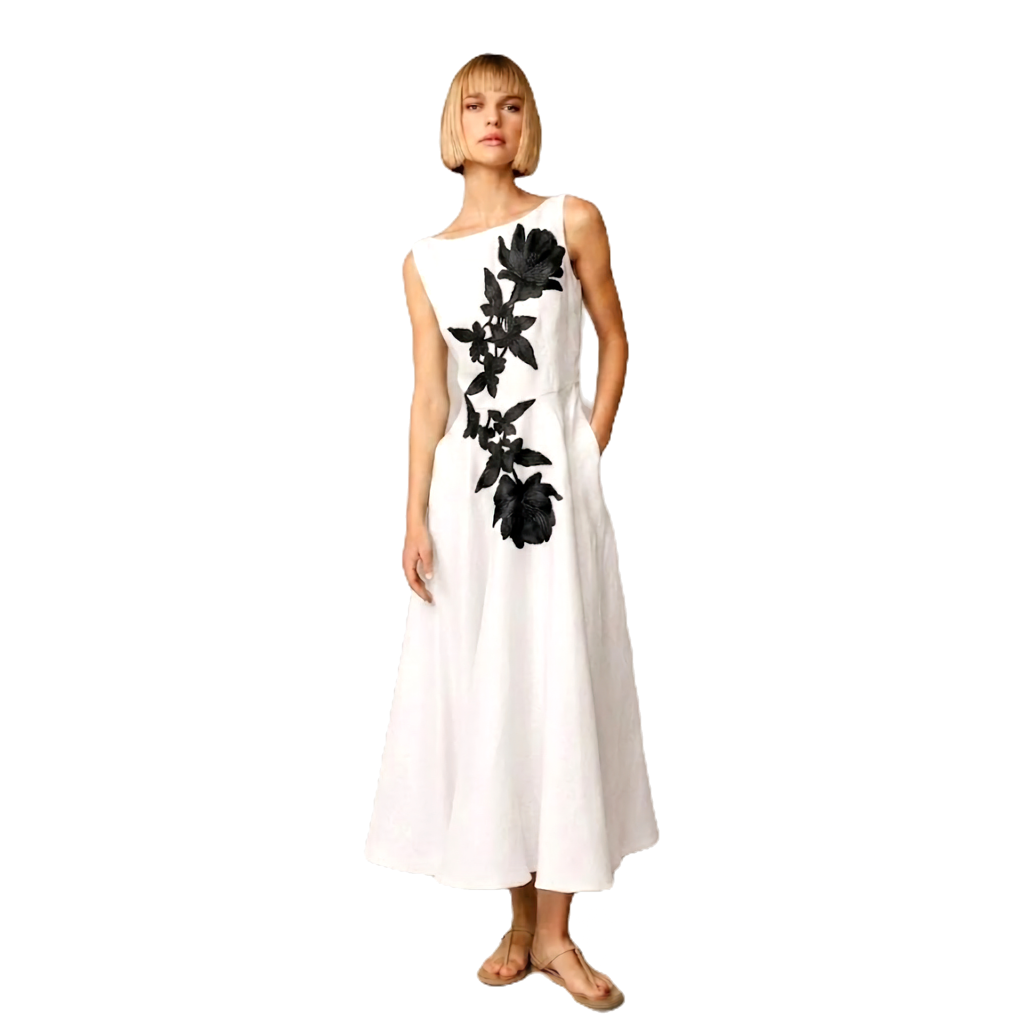 Audrey Linen Floral Dress