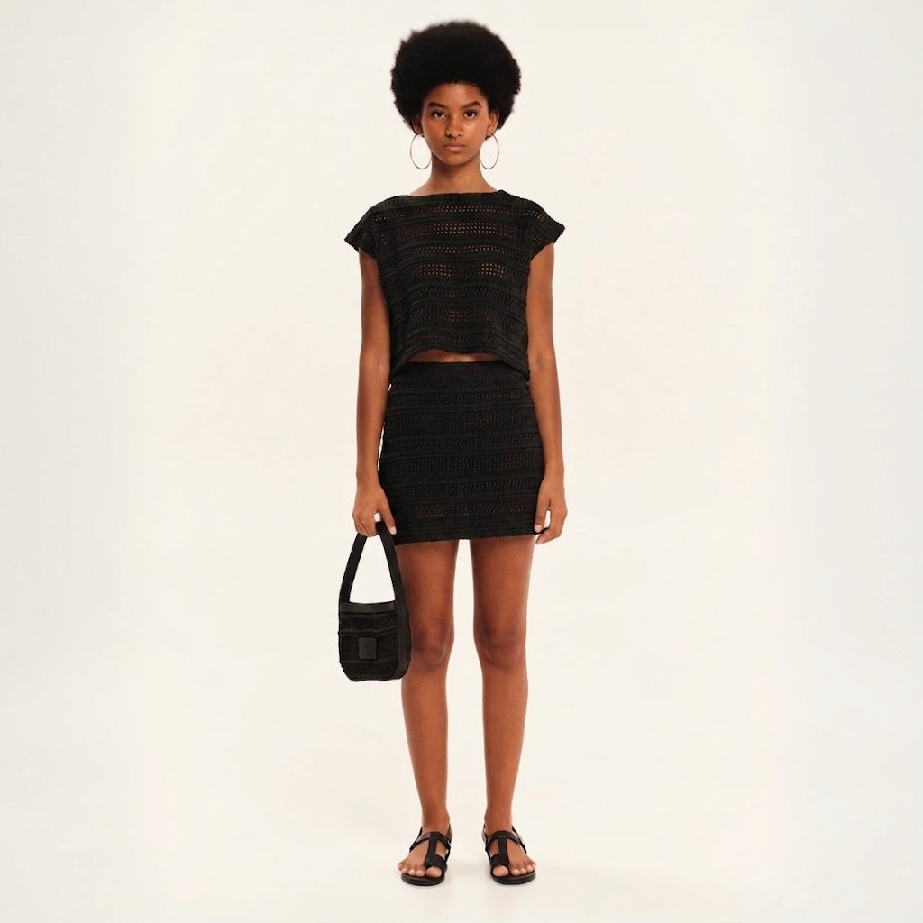 Sandy Lace Knit Mini Skirt