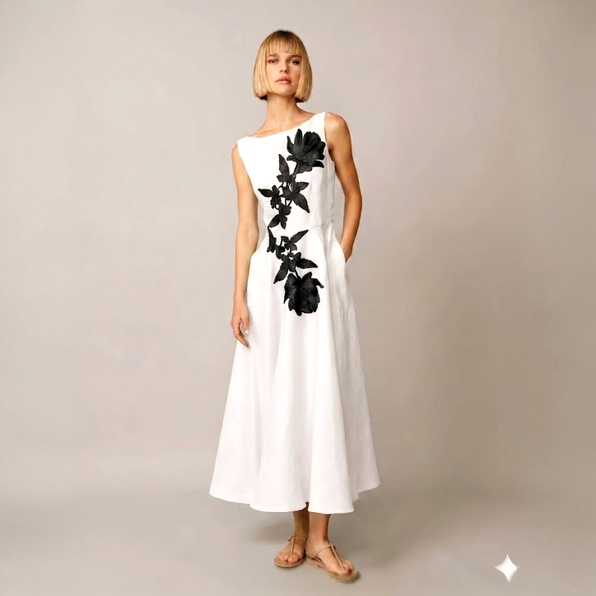 Audrey Linen Floral Dress