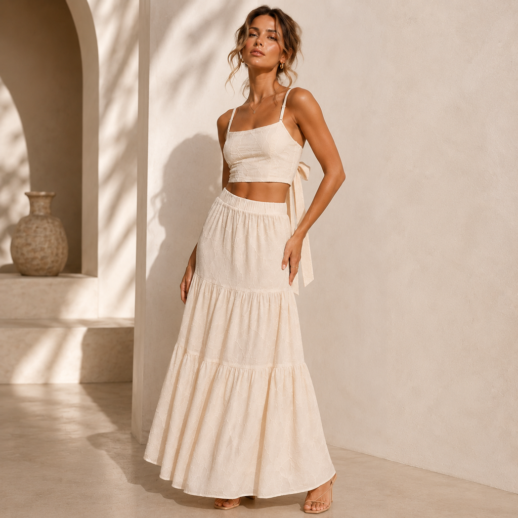Milos Ivory Maxi Skirt Set
