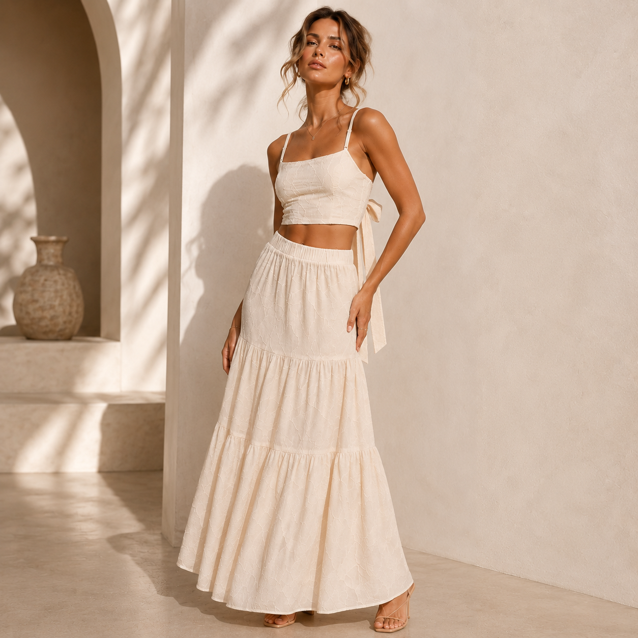 Milos Ivory Maxi Skirt Set