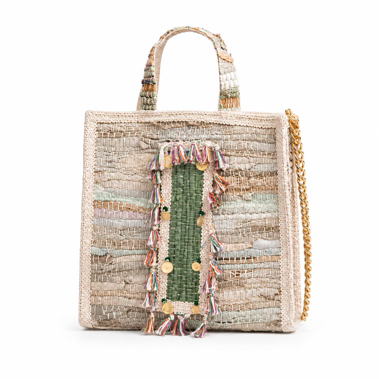Small Leather Top Handle Crossbody Tassel Bag