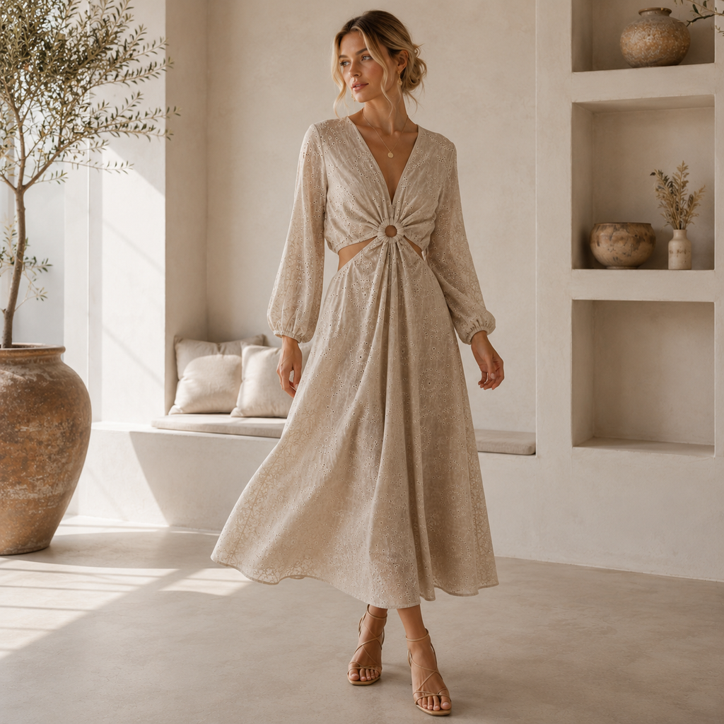Amara Eyelet Cutout Maxi Dress