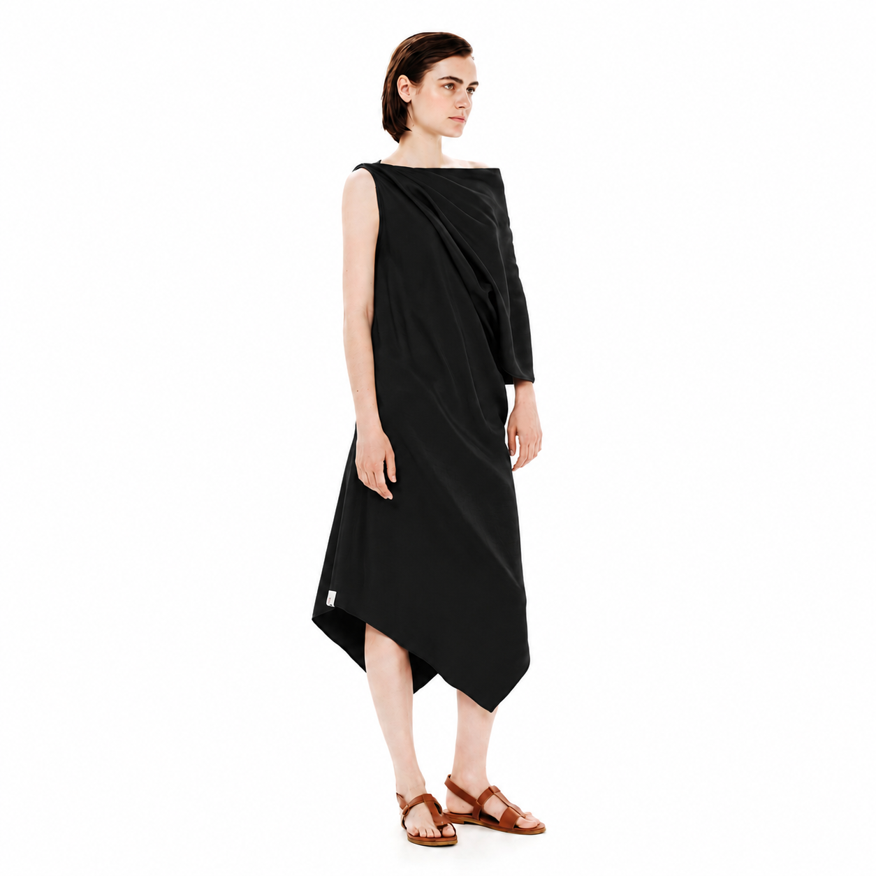 Asymmetrical Midi Dress – Luxurious Drapery
