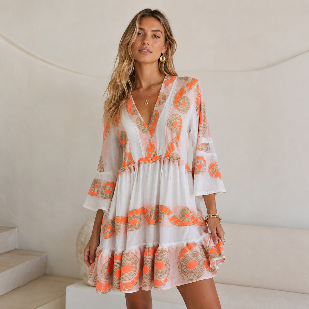 Coral Mirage Mini Dress