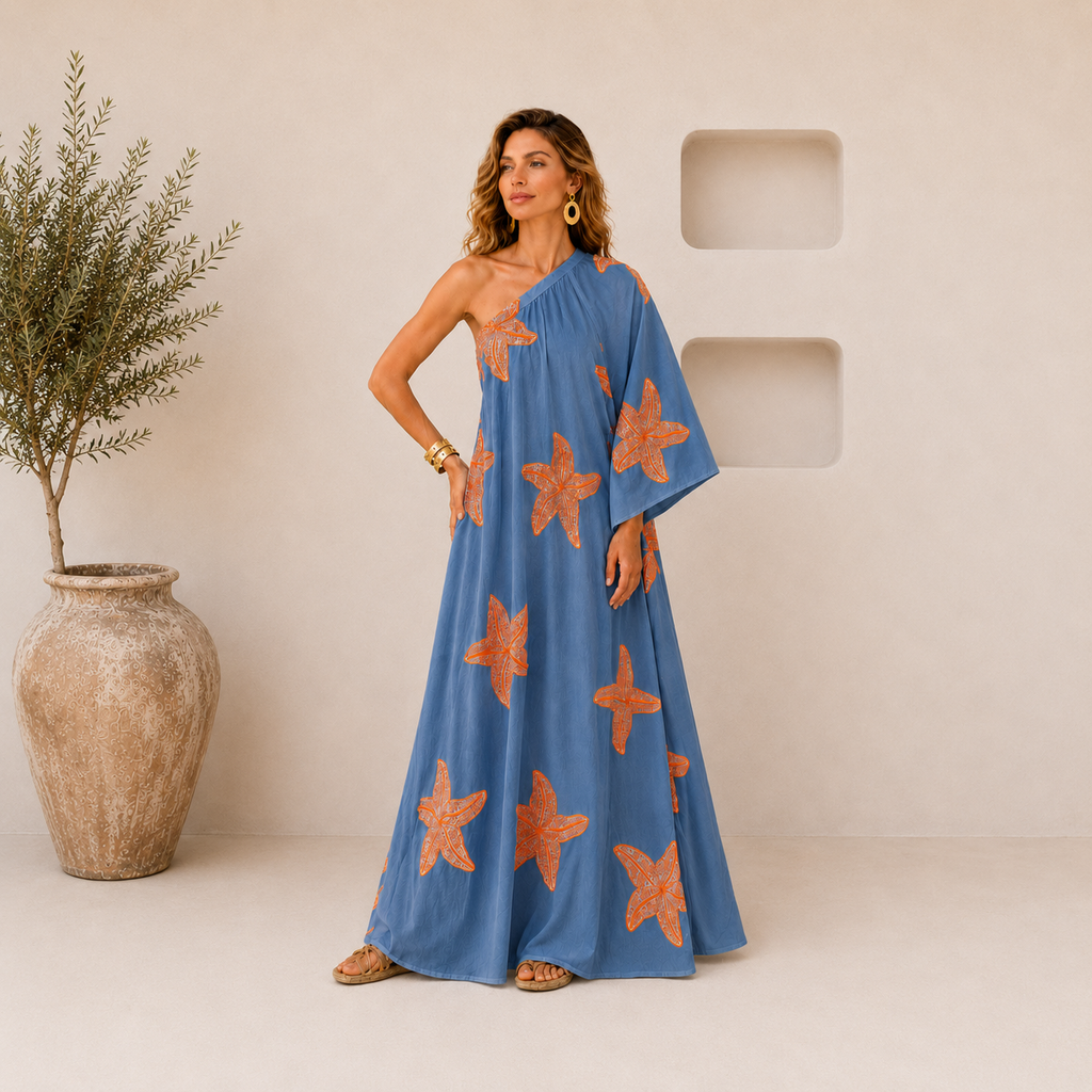 Starfish One-Shoulder Caftan Dress
