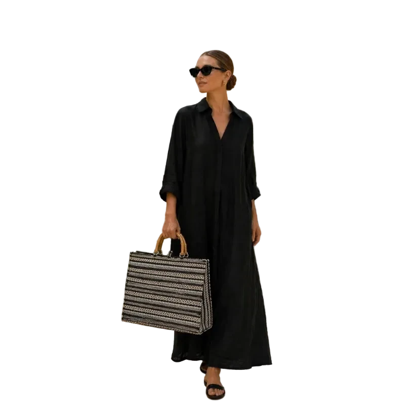 Handmade Woven Straw Tote with Bamboo Handles