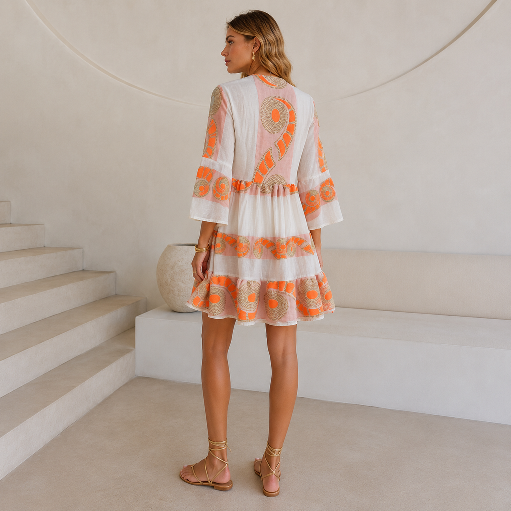 Coral Mirage Mini Dress