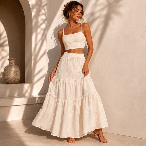Milos Ivory Maxi Skirt Set