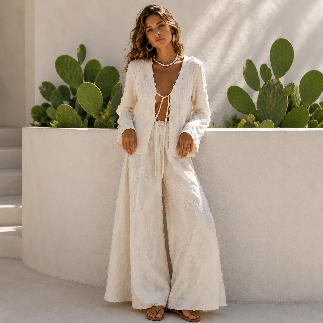 Milos Ivory Pant Set